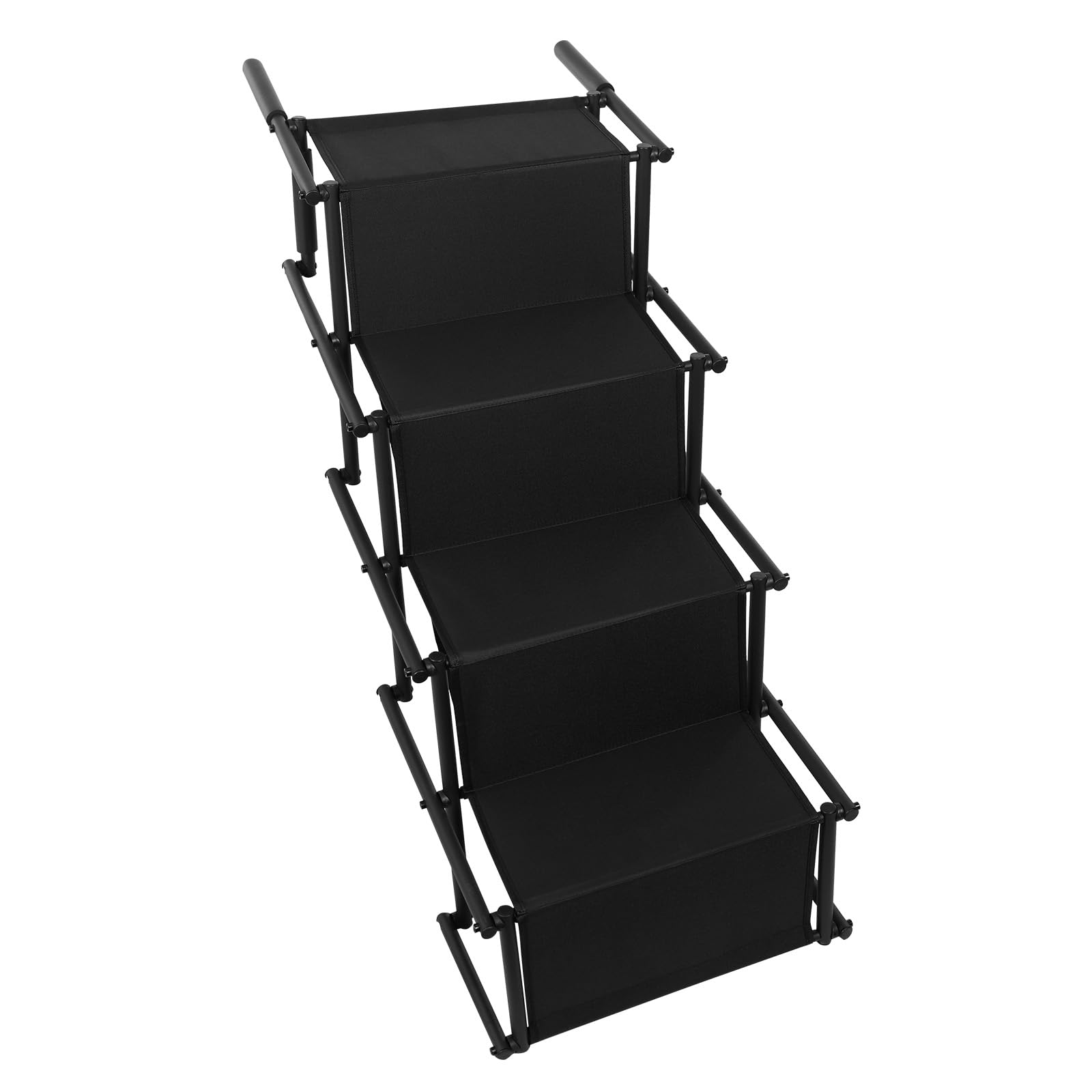 Cusansk Black 4-Step Foldable Pet Stair Ramp For Cars & Suvs, Heavy Duty 80Kg Dog Steps With Non-Slip Surface, Portable Folding Dog Ladder For Large Medium Small Pets,