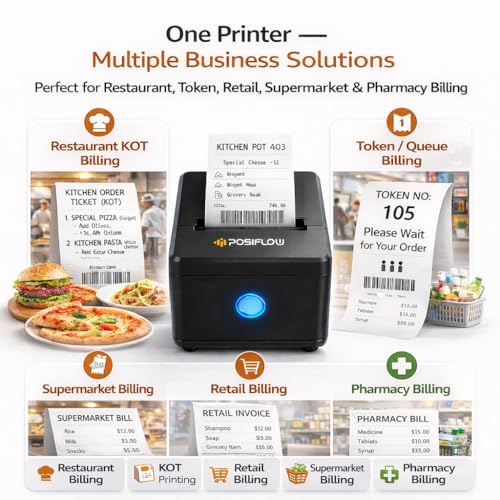 Image of 80mm Thermal Receipt Printer KP307-UEWB | USB+LAN + WiFi+ BT | Heavy Duty Auto Cutter | Fast Billing Printer for Restaurant, Retail, POS, KOT & Token Printing (PSFKP307-(USB+LAN+WiFi+BT))