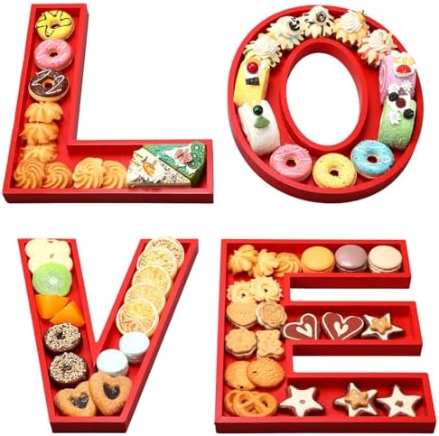 Hushee 4 Pcs Valentine‘s Day Love Letters Charcuterie Board Servi...