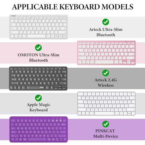Image of GEEKRIA Compact Keyboard Case, Vegan Leather Travel Case with Phone and Tablet Holder, Compatible with Magic Keyboard, Logitech Pebble Keys 2 K380s / Logitech K380 (White)