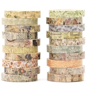 Kit De 20 Rouleaux Washi Tape Fleuris – Ruban Adhésif Décoratif | Pour Bullet Journal, Scrapbooking, Décoration | Motifs Floraux Avec Dorure