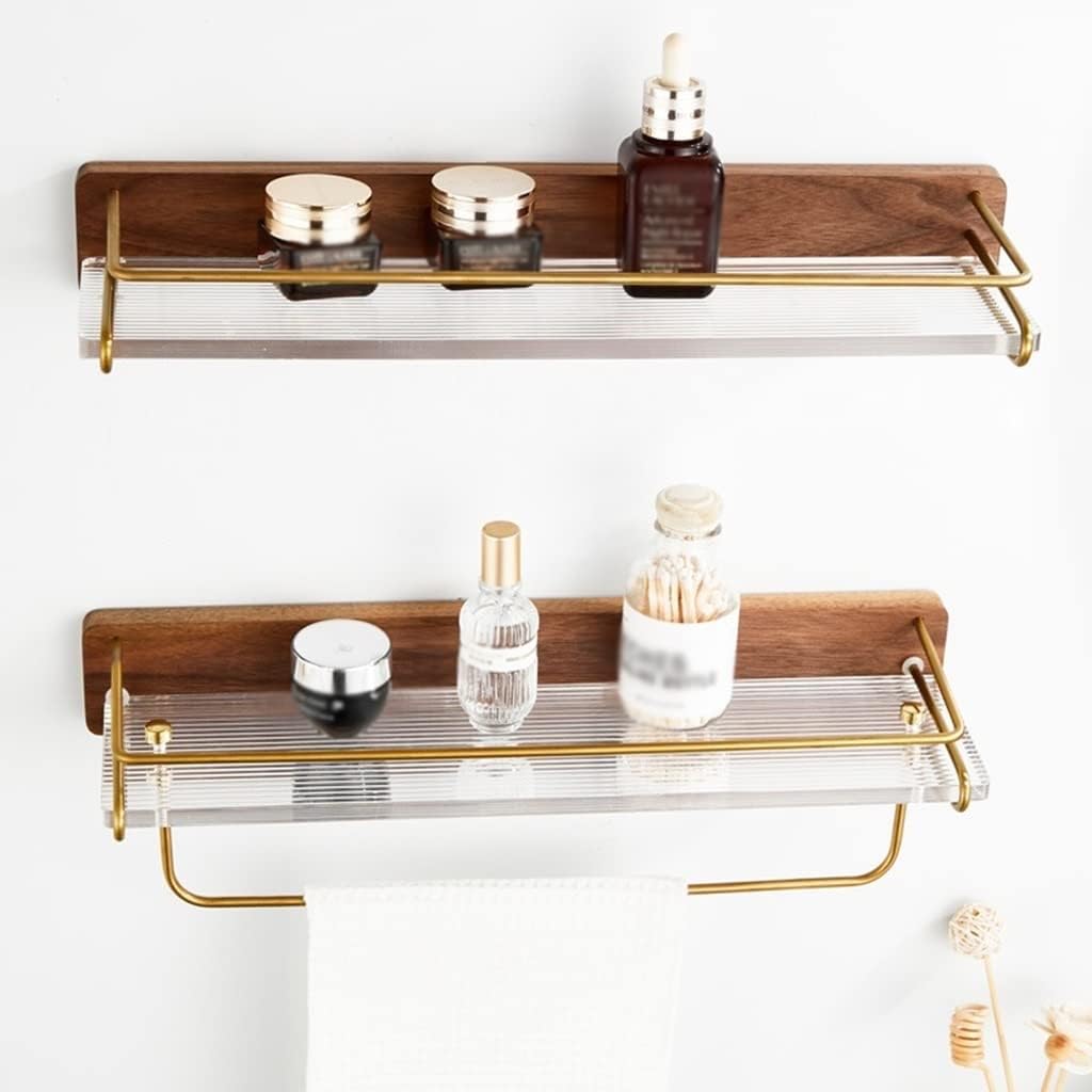 Shower Caddy Bathroom Shelves, Wall Shelves with Towel Bar,Wall Mounted Bathtub Organizer Bathroom Organizer (Size : Rod 50cm)