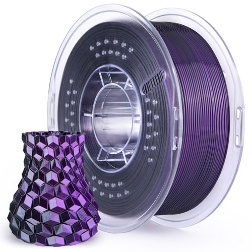 Image of ELEGOO Silk PLA Filament 1.75mm Dual Color Black Purple 1KG, Shiny 3D Printer Filament Dimensional Accuracy + /- 0.05mm, 1kg Spool(2.2lbs) Fits for Most FDM 3D Printers