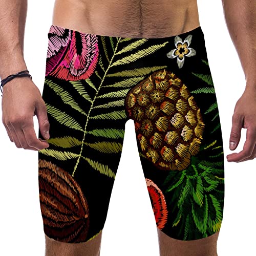 Bañador de pierna cuadrada para hombre con estampado Flamingo Tropical Black de alta resistencia