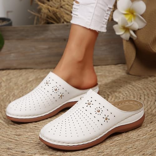 ZQW Women's Closed Toe Mules Flat Sandals Slip On Backless Summer Beach Slides Comfortable Casual Footwear for Daily Outdoor3