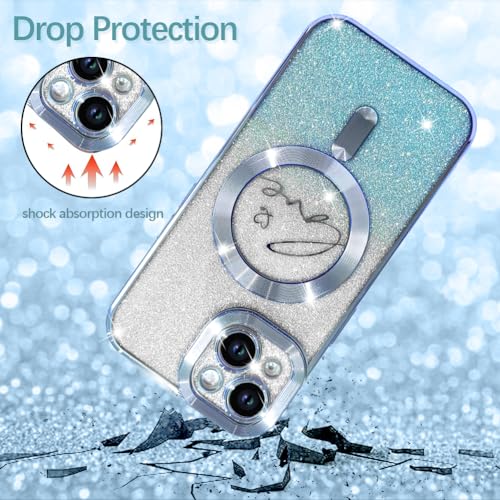 Image of ZIYE Designed for iPhone 15 Glitter Magnetic Case-Blue