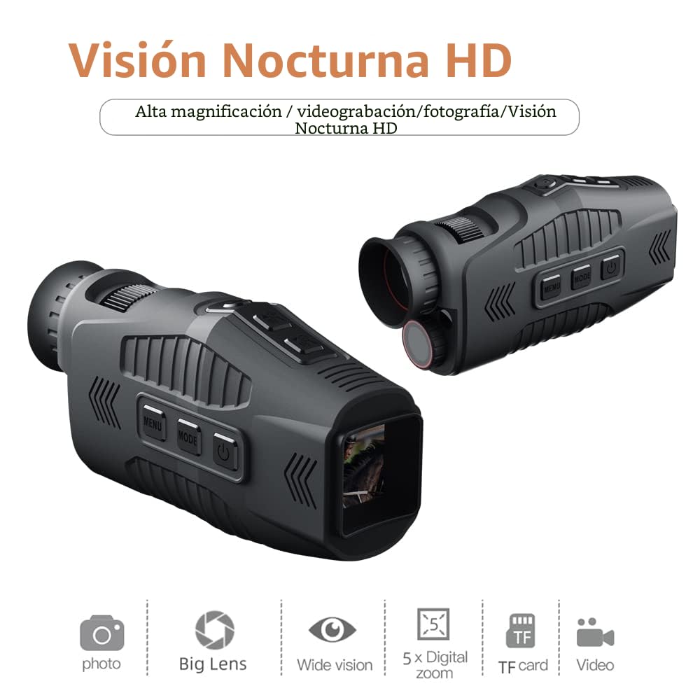 Visión nocturna, Mulcort 1080P portátil monocular visor nocturno de infrarrojos, dispositivo de día y noche, uso de fotos, vídeo, zoom digital, 5 x 300 m, distancia de visión completa