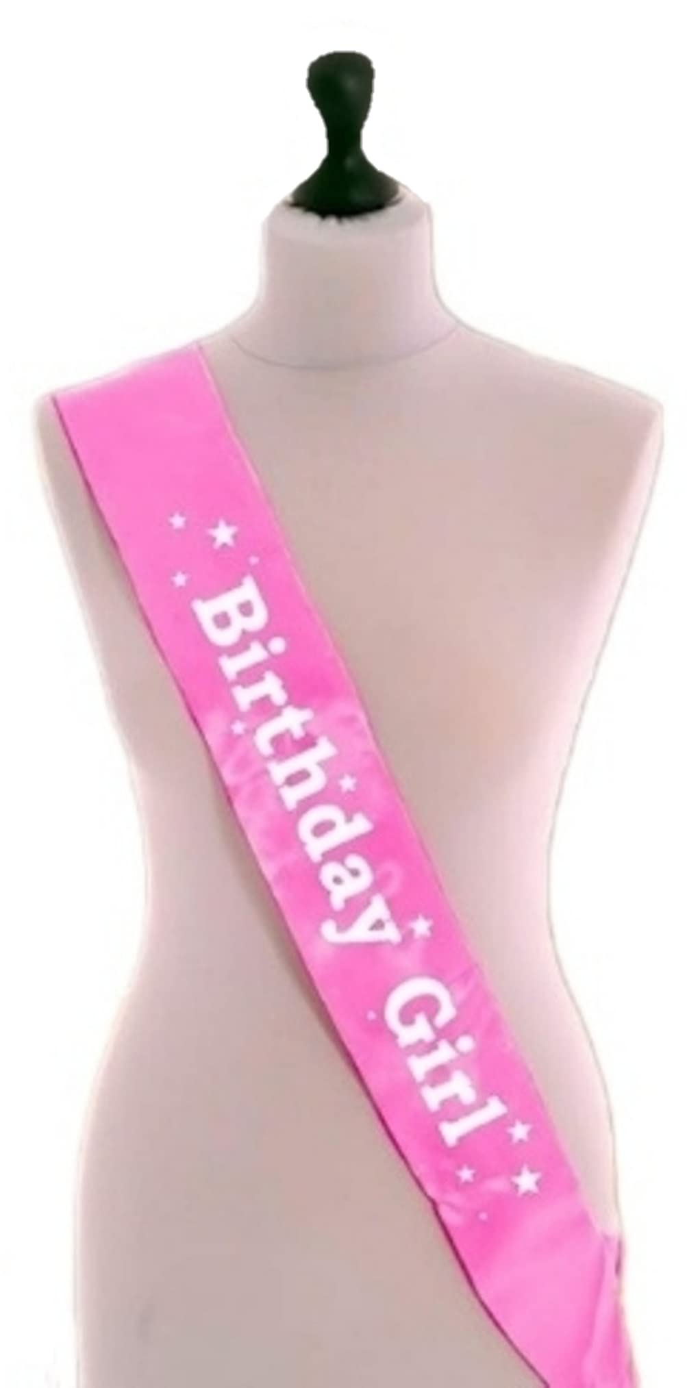 Fun Affairs Elegant Birthday Girl Satin Sash Pink White 13th, 16th,18th, 21st Favors Decoration Sash for Girls Birthday Party, 1pc