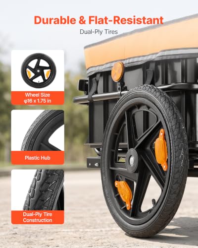 Image of VEVOR Bike Cargo Trailer, 88 /100 /160 lbs Load Capacity, Heavy-Duty Bicycle Wagon Cart, Foldable Compact Storage with Universal Hitch