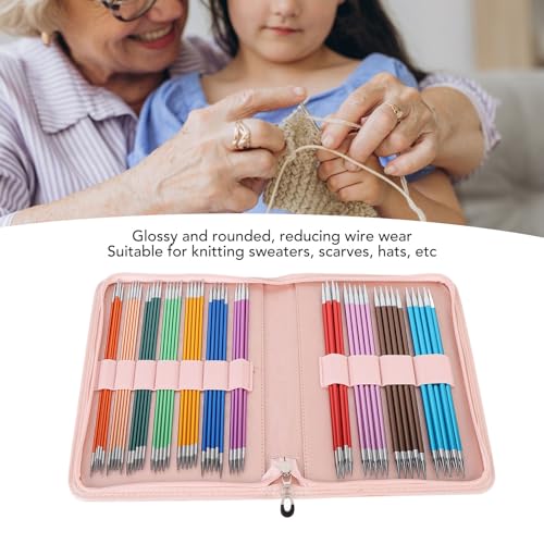 Aluminum Needle 55PCS Double Pointed Needles Set, Wear Resisting Straight Knitting Needle with Storage Bag, Colored Aluminum Knitting Needles for Sweater, Scarf, Hat by POCREATION - Image 8