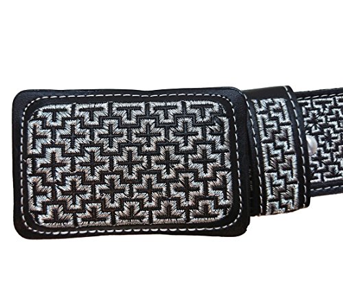 Mens Cowboy Belt Leather Color Silver Thread Cinto Charro Color Hilo Plata2