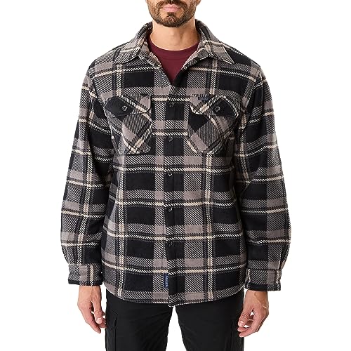 Smith's Workwear Men's Sherpa-Lined Plaid Fleece Shirt Jacket