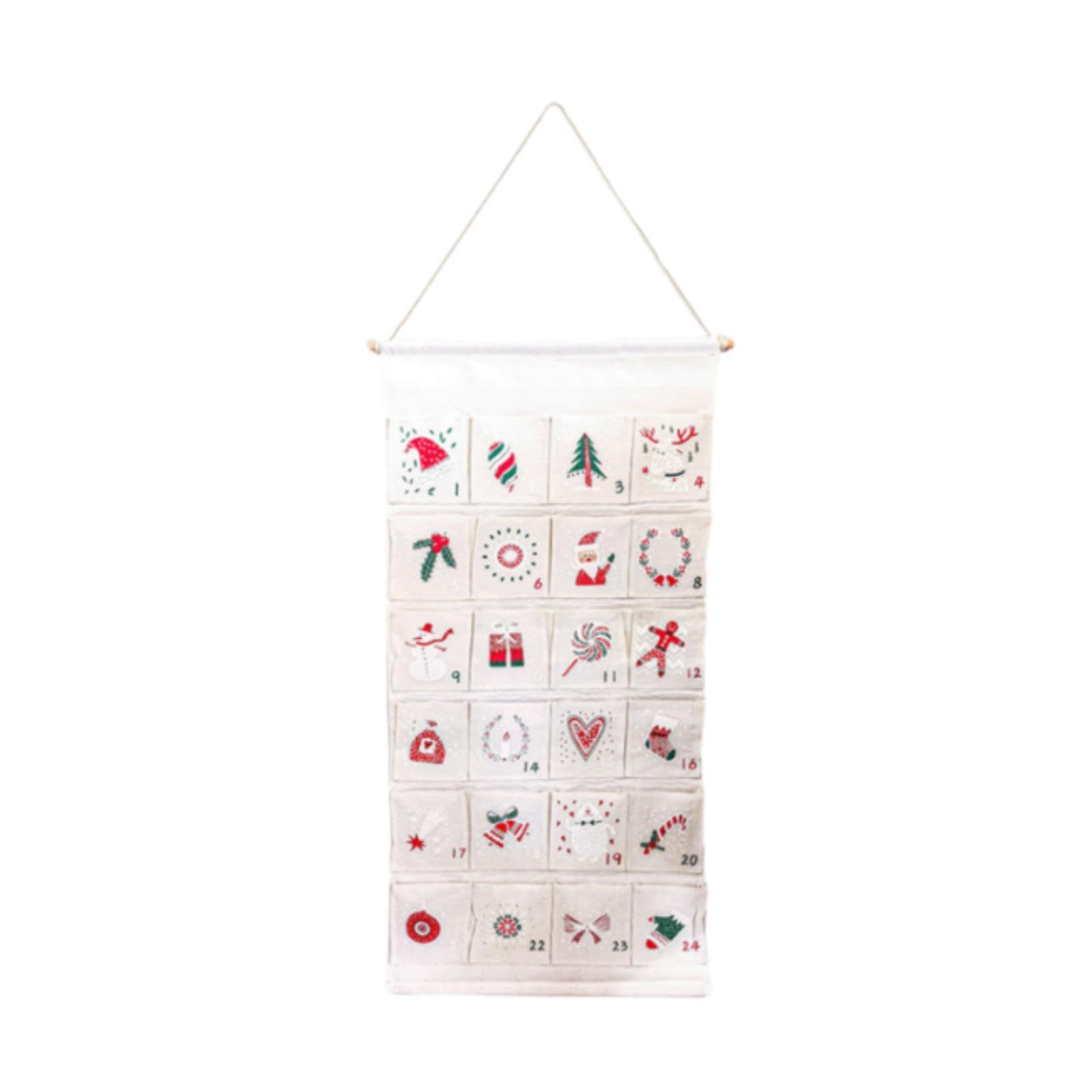 Calendario Dell'Avvento di Natale con 24 Tasche, Pratico Calendario Natalizio Da Appendere.