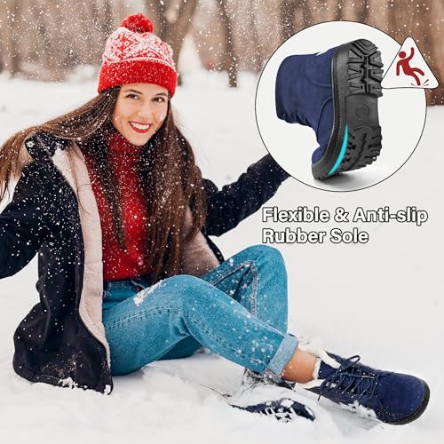 Alicegana Women Winter Boots Snow: Warm Cotton Fur Lined Winter Shoes Lace Up Comfortable Non Slip Ankle Platform Boots Outdoor2