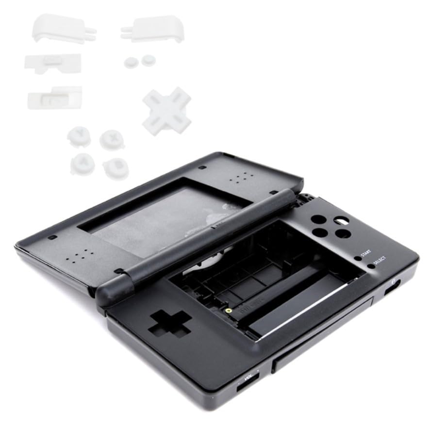 CARCASA COMPLETA PARA NINTENDO DS LITE, TAPA, COLOR NEGRO BOTONES TRANSPARENTES