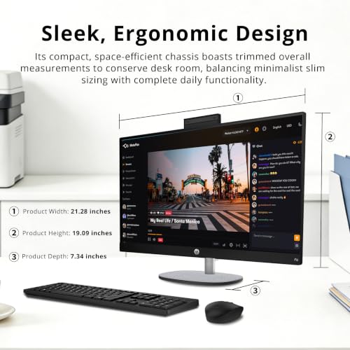 Image of HP 23.8 inch FHD Touchscreen All-in-One Desktop AI PC, AMD Ryzen AI 5 340, 32GB DDR5, 3TB Storage (2TB SSD+1TB Docking Station), Wi-Fi 6, FHD IR Camera, Wireless Keyboard & Mouse, Win11 Pro, Black