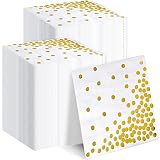 400 Pack Disposable Gold Foil Cocktail Napkins Gold Paper Napkins Folded 5 x 5 Inches Bar Napkins Di