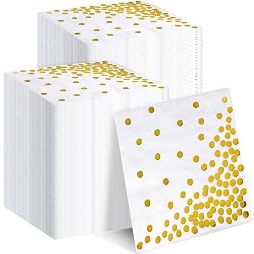 400 Pack Disposable Gold Foil Cocktail Napkins Gold Paper Napkins Folded 5 X 5 Inches Bar Napkins Disposable Party Napkins For Wedding Baby Shower Birthday Graduation #TOP12