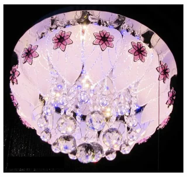 Gildora Crystal Ceiling Light with Bluetooth Speaker, RGB Remote Control, 40cm Length, 35cm Height, Stunning Flower Design, Modern LED Chandelier for Living Room, Bedroom, or Dining Room