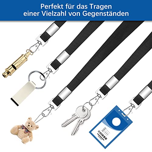 hoinya 12 Stück Schlüsselband Lanyard Schwarz Schlüsselbänder Nylon Umhängeband mit Metall Swivel Karabinerhaken Haken für Schlüssel, Handy, Brieftaschen und Ausweishalter