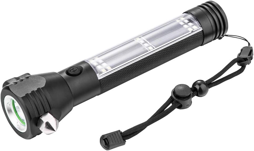 Breewell Aluminium 7 Mode Rechargeable Solar Led Torch Flashlight Use For Car Emergency (Black, Aluminum)