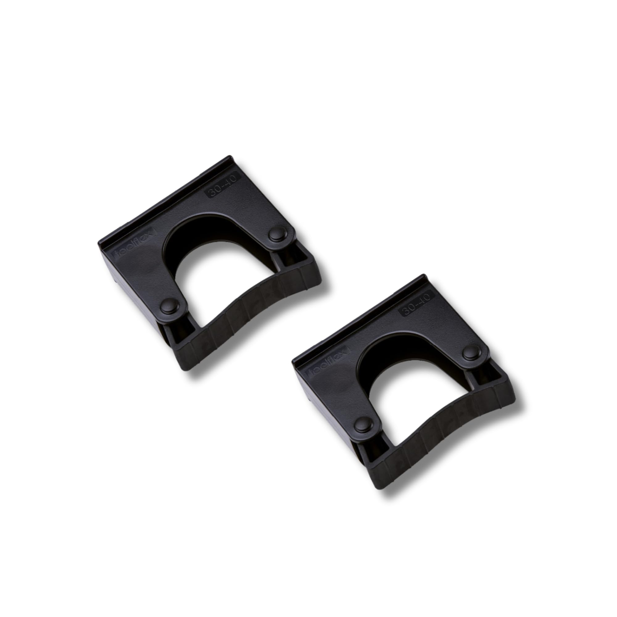 Toolflex Tool Holder 30-40mm – Pack of 2 Heavy Duty Wall Mounted Handle Grips – Rubber Clamp Storage for Garage, Shed, Garden & Workshop Tools