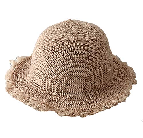 Girl Kids Summer Straw Hat Wide Brim Floppy Beach Sun Protection Hat, Ac-pink