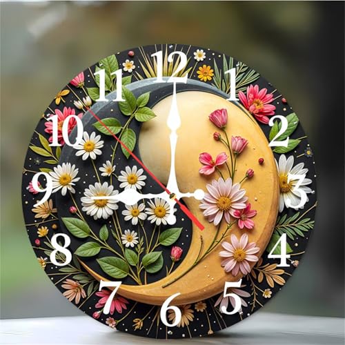 Pendule Murale Décorative Fleur de Tai Chi Quartz 12 Pouces - 2