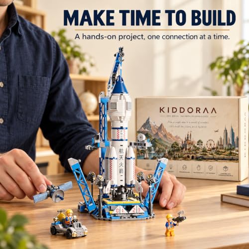 Image of Rocket Launch Center Building Blocks Set - 557+ Pcs STEAM /STEM Space Science Toy for Kids 6-12 | Educational Rocket Model Kit | Comes in Colorful Gift Box | 12 Months Manufacturing Warranty