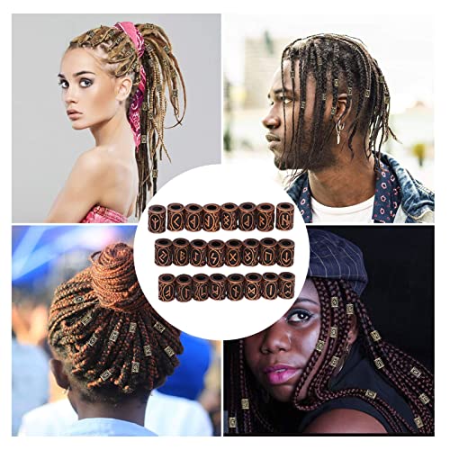 Tube Spacer Beads 24 PCS Antique Copper Hair Beads Vintage Large Hole Metal Braiding Tube Beads for DIY Jewelry Hair Decoration - Image 3