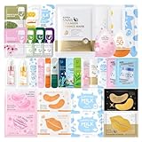 35PCS Pamper Gifts for Women, Face Masks Skincare Set, Girls Gifts for Travel Skincare Set with Cleanser,Mud Mask,Sleeping Face Mask, Serum,Hand Cream,Lip Mask,Eye Patch-Gifts for Teenage Girls