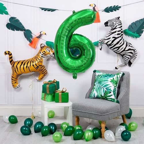 Image of Number Balloons Green Party Balloon - Giant Number 6 Balloon, 40 Inch Large Balloon for St. Patrick's Day Games Theme Birthday Decoration, Girls Boys Party Supplies