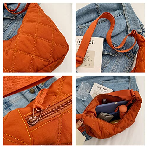 Juoxeepy Quilted Tote Bag For Women Puffer Hobo Crossbody Bag Lightweight Quilted Padding Shoulder Bag Nylon Padded Crossbody Bag Zip Closure #TOP4