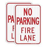 Faittoo No Parking Fire Lane Sign, 2-Pack 18 x 12 Inches Engineer Grade Reflective Sheeting Rust Free Aluminum, UV Protected, Weather/Fade Resistant, Easy to Install and Read, Indoor/Outdoors Use