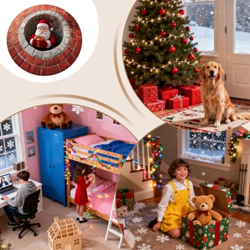 Alfombra navideña para el vestíbulo: textil de Papá Noel con efecto visual tridimensional 5