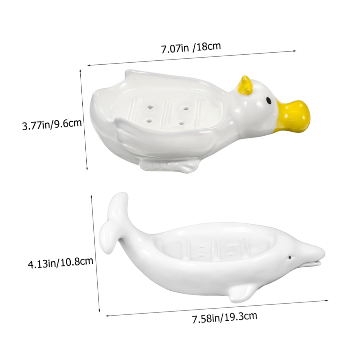 Sosoport Keramik Seifenschale in Delfinform Multifunktionaler Seifenhalter 2 Stück mit Wasserdurchlässigkeit als Badezimmer Dekoration und Praktisches Geschenk