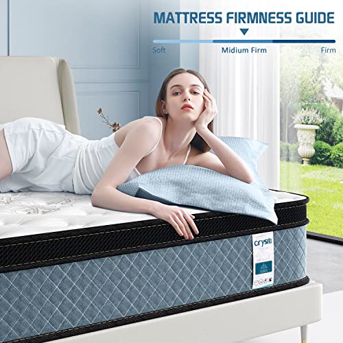 Crystli Full Mattresses 12 Inch Memory Foam Mattress Full Size Hybrid Mattress Medium Firm Bed Mattress In A Box With Certipur-Us Foam 100-Night Trial 10 Years Warranty #TOP1