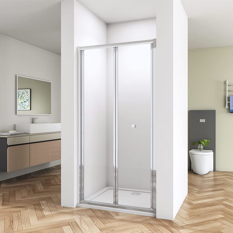 Huiyang 900mm Bifold Shower Door Enclosure 5mm Safe Glass Screen Save Space Walk in
