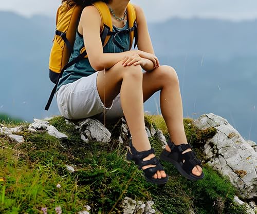 Image of ONCAI Women's Walking Sandals with Arch Support Hiking Athletic Sandals Woman Outdoor Cushion Footbed Water Summer Thick Rubber Soles Sandalias Mujer Size 6-12