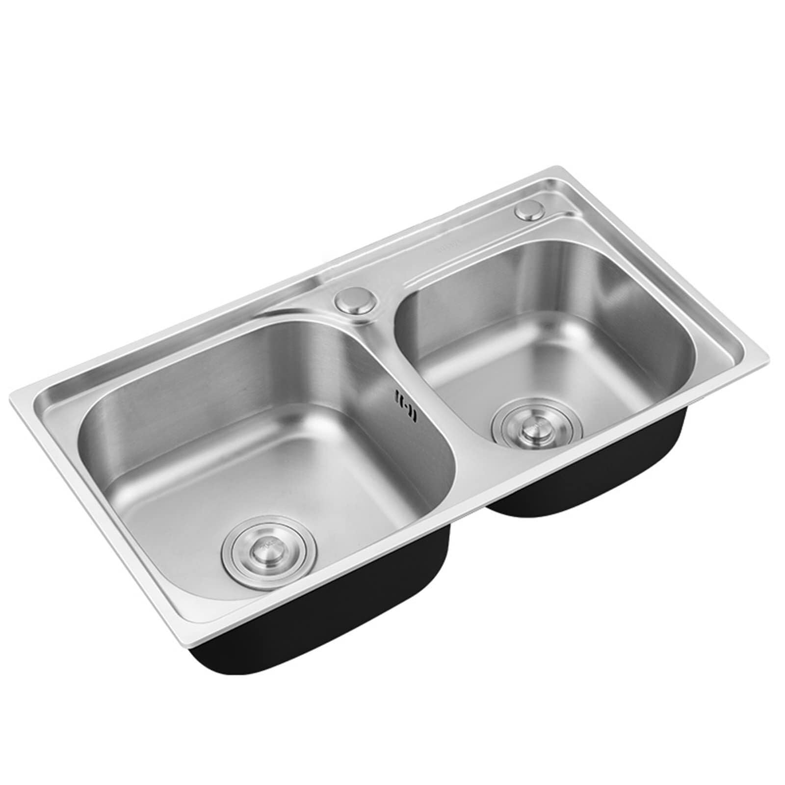 Sddpulse Silver Double Bowl Stainless Steel Kitchen Sink - Undermount & Flushmount Installation With Drain Strainer Set For Modern Kitchens,-75X40cm