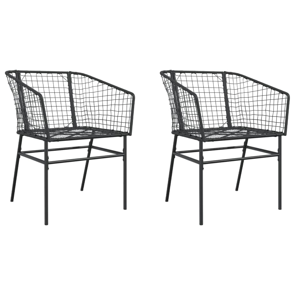 Chaise de jardin en polyrotin noir lot de 2 fauteuil extérieur résistant aux UV pour terrasse