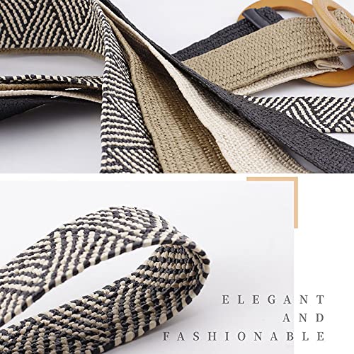 Rojeam Women Straw Woven Elastic Belts for Dress Shorts Jeans Pants Fashion Ladies Belt Waist Dress Band3