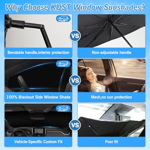 Image of KUST Windshield Sun Shade Umbrella for Toyota RAV4 2019 2020 2021 2022 2023 2024 2025 Rear Window Shades 100% UV Protection and Blackout Privacy 5PCS Car Window Covers Accessories