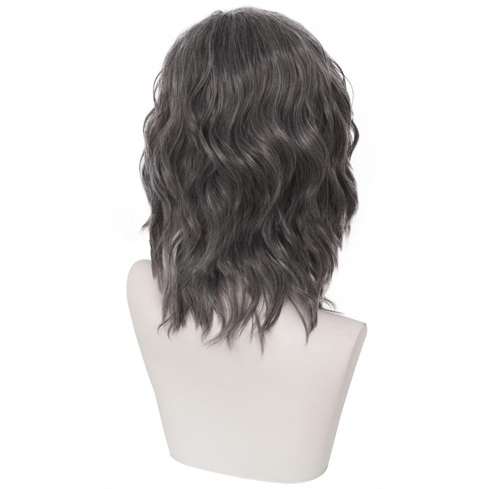 Siudus Mens Grey Short Curly Wig Shoulder Lenght Anime Hair Wig Middle Part Natural Synthetic Fiber Wigs for Cosplay Halloween Use - Image 3