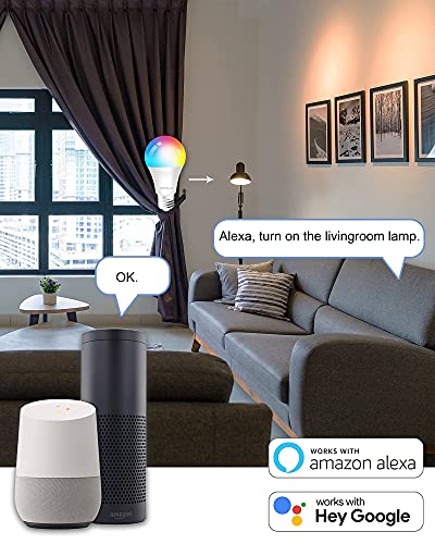 ANTELA Smart dimbare LED lamp E27 9W 806 lm WiFi-Ledlamp RGB+2700-6500K, 15000 branduren mee, 2 pack - Image 6