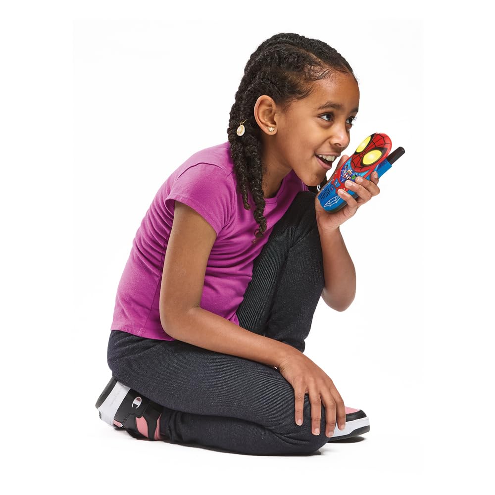 VTech - Interaktive Walkie-Talkies Spidey und seine Freunde – 2 Walkie-Talkie Spidey/Spin – sichere Kommunikation, Spiele und Lichteffekte – Geschenk für Kinder von 3 Jahren bis 7 Jahren – Inhalt auf