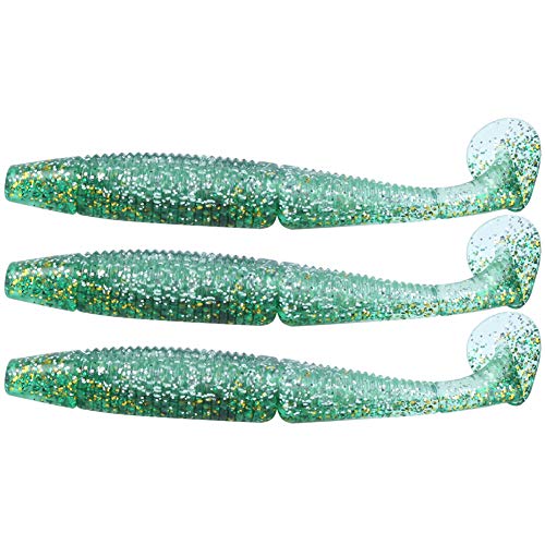 nobrands 3pcs/Set 120mm 11g Doble Color T-Tail Gusano Suave Cebo Artificial señuelos Aparejos de Pesca(#3)