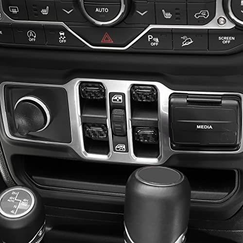 Cherocar For Jeep Jl Window Switch Button Cover Trim Interior Accessories For Jeep Wrangler Jl Jlu Gladiator Jt 2018-2021 (Carbon Fiber) #TOP5