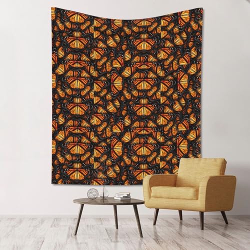 Tapisserie orange haut de gamme SHuWeiD au motif papillon monarque en textile léger