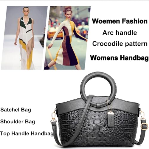 Bolso tote de mujer en cuero PU con diseño cocodrilo miniatura 6